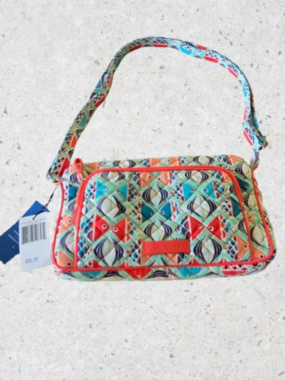 NWT Vera Bradley Iconic RFID Little Hipster Go Fish Pattern Crossbody Bag - Picture 3 of 13